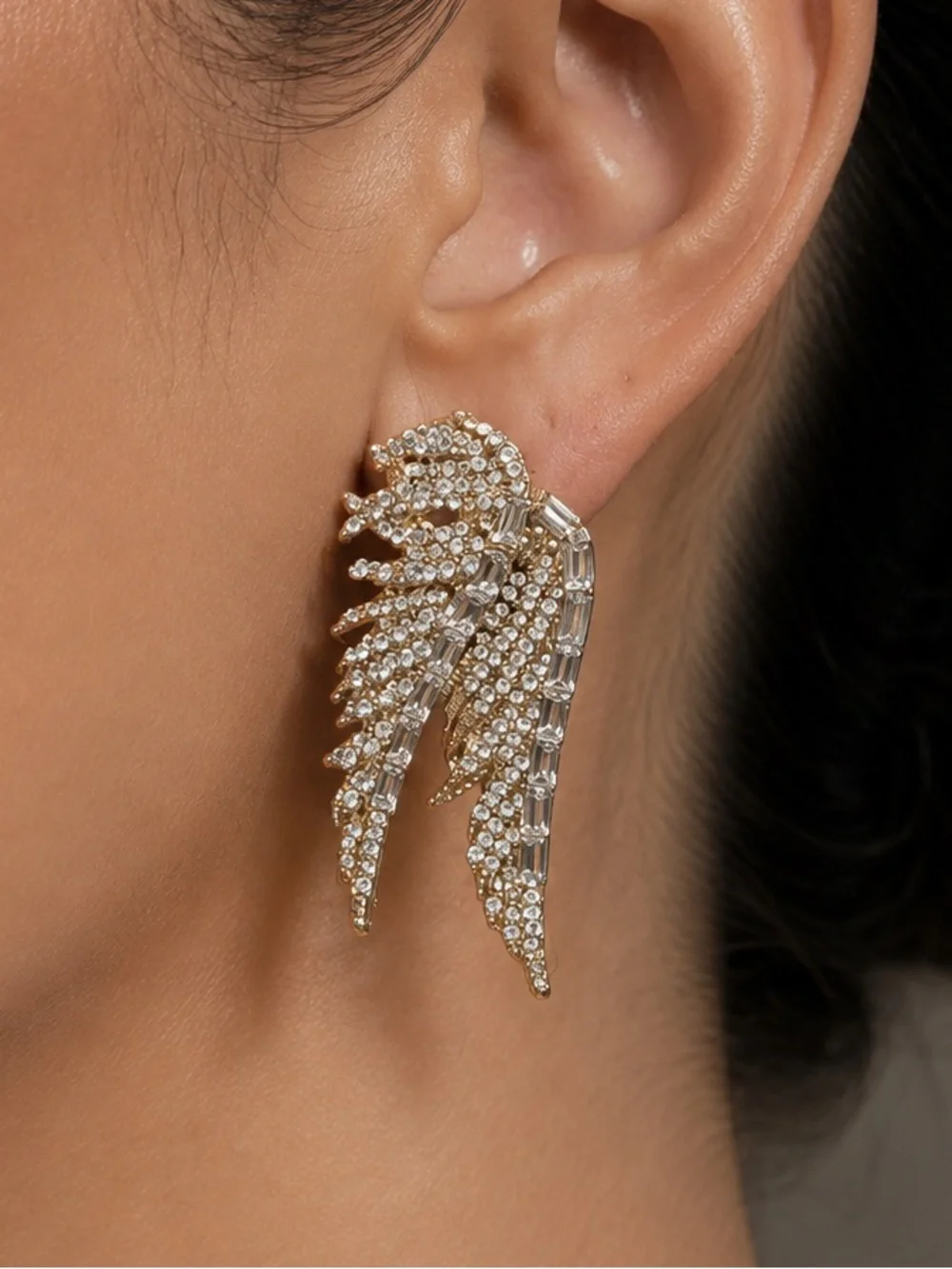 Crystal Angel Wing Statement Earrings - Women Jewelry